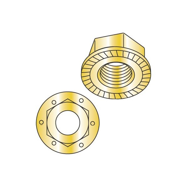 Newport Fasteners Serrated Lock Nut, 9/16"-12, Steel, Grade 8, Yellow Zinc, 150 PK 830795 - main